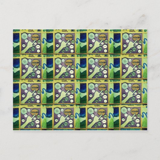 コンテンポラリーおもしろいモザイクアートプリントよくはしゃぐ- A ポストカード (正面)