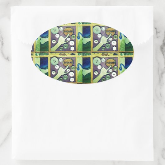 コンテンポラリーおもしろいモザイクアートプリントよくはしゃぐ- A 楕円形シール (バッグ)