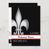 コンテンポラリーで大きい（紋章の）フラ・ダ・リのリハーサルの夕食 招待状 (正面/裏面)