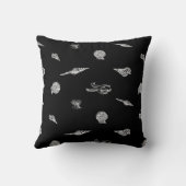 コンテンポラリーで黒い貝殻およびヒトデの枕 クッション (裏面)