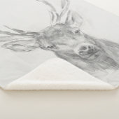 コンテンポラリーなオオシカのスケッチ シェルパブランケット (3/4)