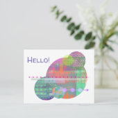 コンテンポラリーなパステル調の幾何学的な円こんにちは ポストカード (スタンド正面)