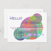 コンテンポラリーなパステル調の幾何学的な円こんにちは ポストカード (正面/裏面)