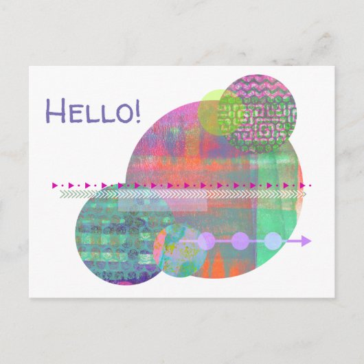 コンテンポラリーなパステル調の幾何学的な円こんにちは ポストカード (正面)