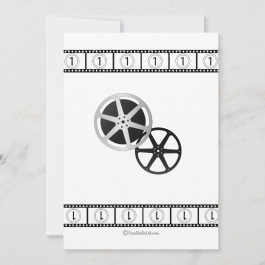 コンテンポラリーな映画ファンのリハーサルの夕食の招待状 招待状 (裏面)