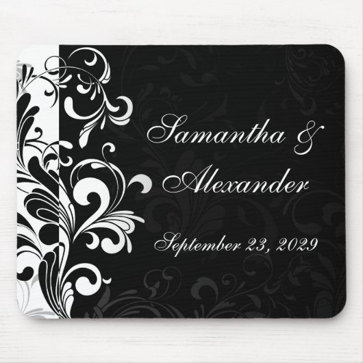 コンテンポラリーな白黒渦巻 マウスパッド (正面)