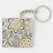 コンテンポラリーな花パターン キーホルダー (裏面)