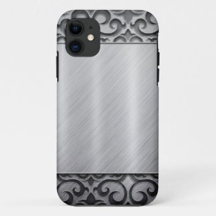 コンテンポラリーな銀製の金属渦巻の場合 iPhone 11 ケース