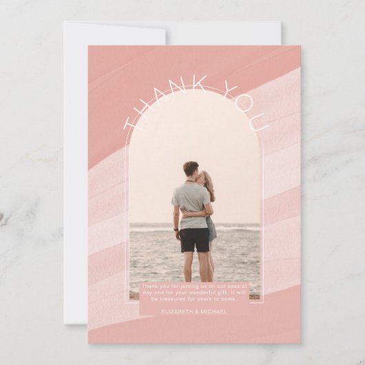 コンテンポラリーほこりっぽいピストライプのックフォト 招待状 (正面)