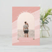 コンテンポラリーほこりっぽいピストライプのックフォト 招待状 (スタンド正面)