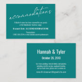 コンテンポラリーエレガントシンプルティール(緑がかった色)宿泊 エンクロージャーカード (正面/裏面)