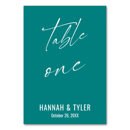 コンテンポラリーエレガントティール(緑がかった色)表1 テーブルナンバー (裏面)