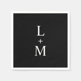 コンテンポラリーカスタムモノグラム結婚ブラック スタンダードカクテルナプキン
