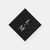 コンテンポラリーカスタムモノグラム結婚ブラック スタンダードカクテルナプキン (角)