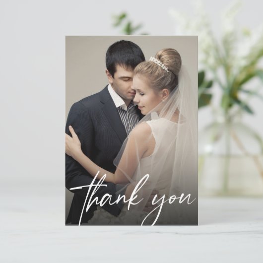 コンテンポラリーカスタム2の結婚写真のシンプル サンキューカード (スタンド正面)