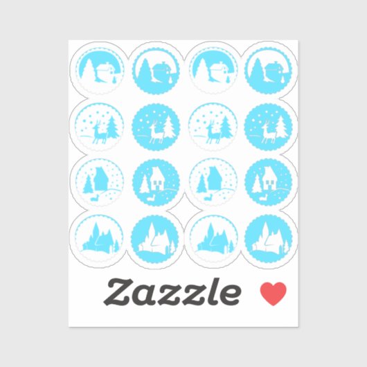 コンテンポラリークリスマスウィンターシーンセットアイスブルー シール (シート)