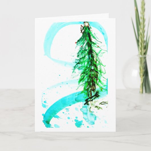 コンテンポラリークリスマスツリーの星雪灯 カード (正面)
