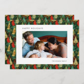 コンテンポラリークリスマスツリー写真幸せ シーズンカード (正面/裏面)