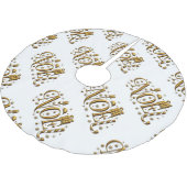 コンテンポラリークリスマス白と金ゴールド ブラッシュドポリエステルツリースカート (アングル)