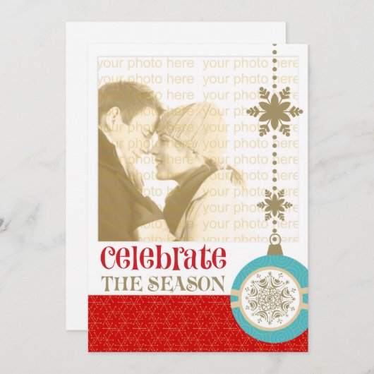 コンテンポラリークリスマス5 x 7フォトカード シーズンカード (正面/裏面)