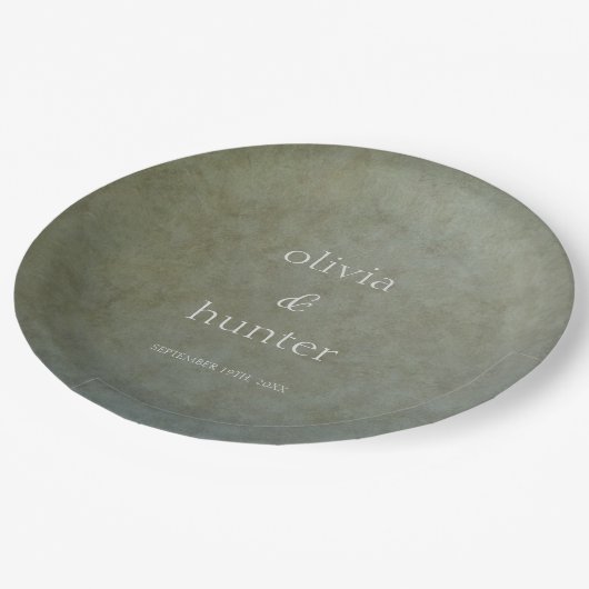 コンテンポラリーゴールデンフェイクセージ絵を描スエド結婚ズ ペーパープレート (アングル)