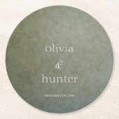 コンテンポラリーゴールデンフェイクセージ絵を描スエド結婚ズ ラウンドペーパーコースター (正面)