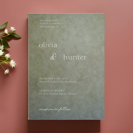 コンテンポラリーゴールデンフェイクセージ絵を描スエド結婚ズ 招待状