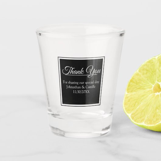 コンテンポラリーサンキュー結婚式の引き出物 ショットグラス (正面)