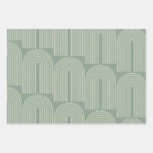 コンテンポラリーサージグリーンのアーチラインアート ラッピングペーパーシート (正面2)