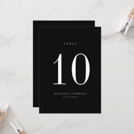 コンテンポラリーシック結婚テーブル番号カード 招待状 (正面/裏面インサイチュ)