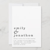 コンテンポラリーシンプル文字結婚白黒 招待状 (正面)