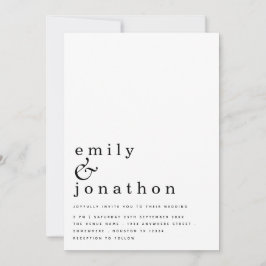コンテンポラリーシンプル文字結婚白黒 招待状