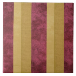 コンテンポラリーストライプのクランベリー、金ゴールド、バタークリーム タイル