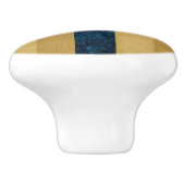 コンテンポラリーストライプの王室の青、金ゴールド、バタークリーム セラミックノブ (側面)