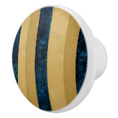 コンテンポラリーストライプの王室の青、金ゴールド、バタークリーム セラミックノブ (右)