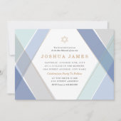 コンテンポラリーストライプバー（ユダヤ教の）バル・ミツバー 招待状 (正面)