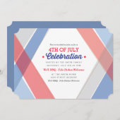 コンテンポラリーストライプ招待状7月4日 招待状 (正面/裏面)