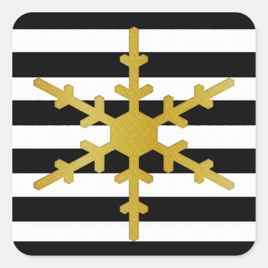 コンテンポラリーストライプSnowflake Stickers スクエアシール (正面)