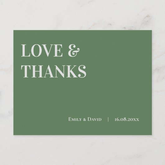 コンテンポラリーセージ結婚・グリーンの愛と感謝していは ポストカード (正面)
