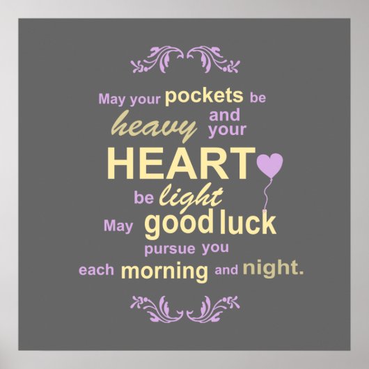 コンテンポラリータイポグラフィアイリシ賛美ッシュのグレー ポスター (正面)