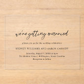 コンテンポラリータイポグラフィミニマモダンラ結婚リスト アクリル招待状 (正面)