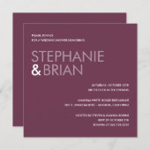 コンテンポラリーチャームウェディングシャワー招待状(Plum) 招待状 (正面/裏面)
