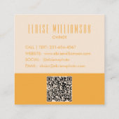 コンテンポラリートレンディーシックはっきりしたタイポグラフィイエローQR スクエア名刺 (裏面)