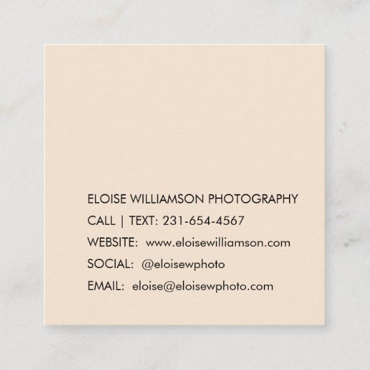 コンテンポラリートレンディーシックはっきりした書道ブラック スクエア名刺 (裏面)