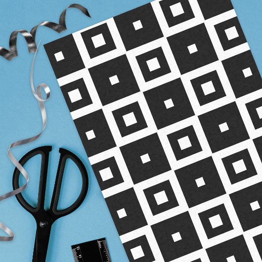 コンテンポラリートレンディー白黒の正方形パターン 薄葉紙