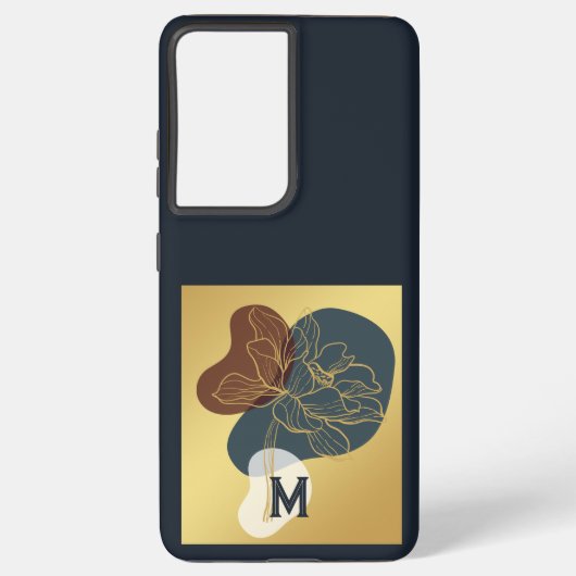 コンテンポラリートレンディー金ゴールドお洒落フローラ SAMSUNG GALAXYケース (裏面)