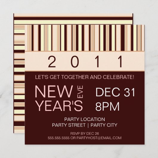 コンテンポラリーニューイストライプズイヴパーティの招待状 招待状 (正面/裏面)
