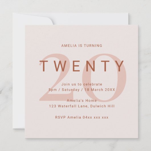 コンテンポラリーバラ20th誕生日パーティーへの招待 セーブザデート (正面)