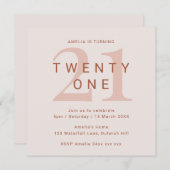 コンテンポラリーバラ21歳の誕生日パーティの招待状 招待状 (正面/裏面)