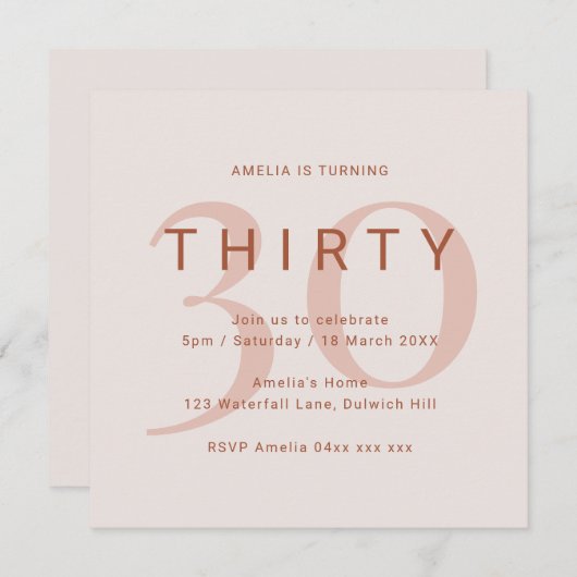 コンテンポラリーバラ30th誕生日パーティの招待状 セーブザデート (正面/裏面)